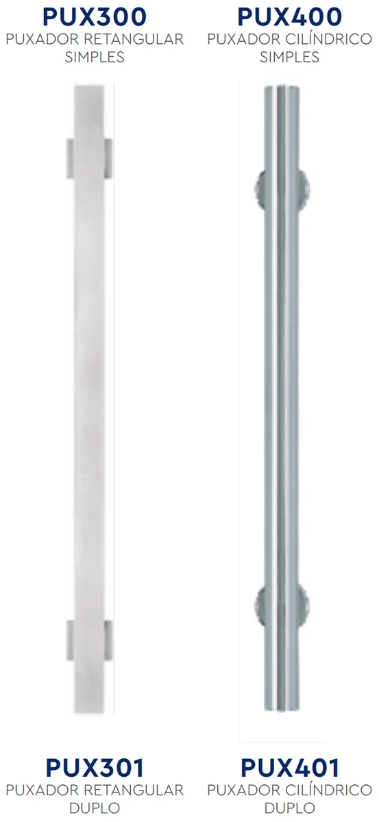 Referência de Puxador cilíndrico duplo 600mm PUX401