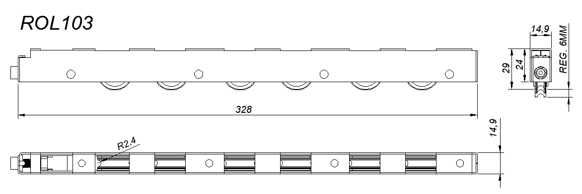 Desenho técnico cotado de ROL103
